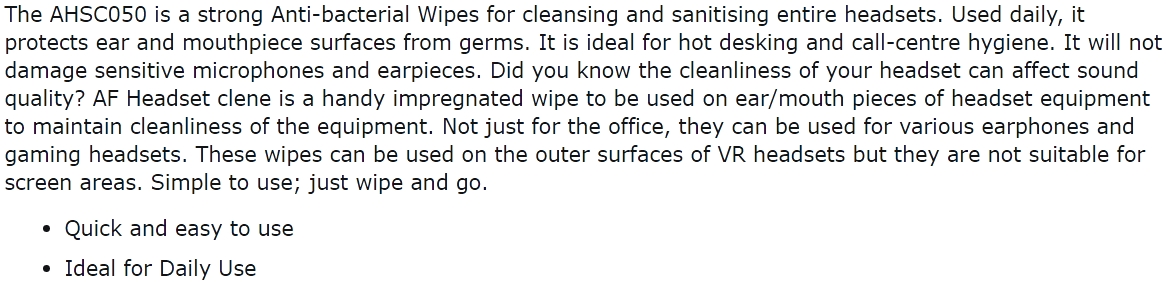 מטליות ניקוי מקצועיות לאזוניות AF INTERNATIONAL HSC050 TEXT